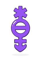 Pangender Gender Symbol. Part of LGBT community. Vector illustration. Hand drawn cartoon clip art with outline. Isolated on white background