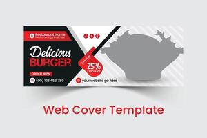 Professional social food cover template design and web food banner template design with creative, eye catching, professional and modern colorful layout vector