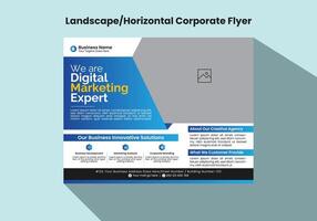 A4 size Horizontal corporate flyer or banner template design for your brand or company with creative, eye catching, professional and modern shape Pro Vector