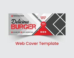 Professional social food cover template design and web food banner template design with creative, eye catching, professional and modern colorful layout vector