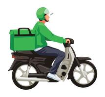 Green delivery bike vector