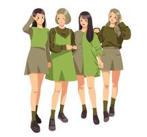 cuatro Adolescente muchachas vector