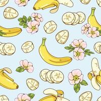 Seamless pattern banana and flower vector