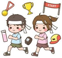 Runners boy and girl vector