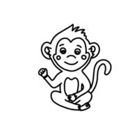 Cute monkey vector illustration. Animal doodle icon isolated