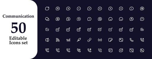 Simple Set of Communication Related Vector Line Icons. Editable Stroke.