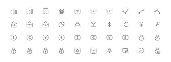 Set of icons related to Finance and payment. Linear icon collection. Editable stroke. Vector illustration