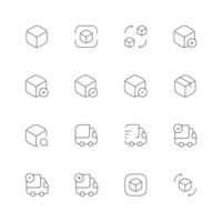 sencillo conjunto de Envío relacionado vector línea iconos