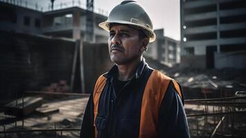 AI generated A construction worker or foreman at a construction site, neural network generated photorealistic image photo