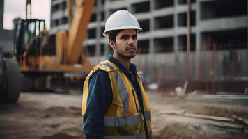 AI generated A construction worker or foreman at a construction site, neural network generated photorealistic image photo