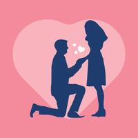 Marriage proposal composition with a silhouette style vector