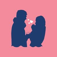 Marriage proposal composition with a silhouette style vector