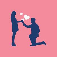 Marriage proposal composition with a silhouette style vector