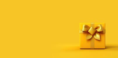 AI generated Gift box on yellow background, sale banner, black Friday sale, Cyber Monday sale, Generative Ai photo