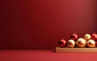 AI generated Festive Christmas scene podium for products showcase or promotional sale with minimalist. AI generated photo