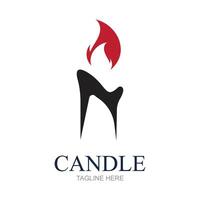 Candle flame logo in a frame,Bright fire shape vector illustration