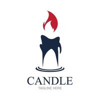 Candle flame logo in a frame,Bright fire shape vector illustration