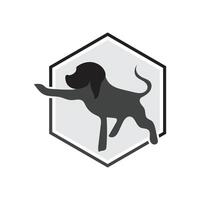 hexagon dog logo and symbol element illustration vector on white and gray background