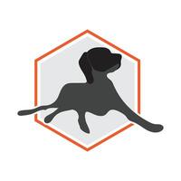 hexagon dog logo and symbol element illustration vector on white and gray background