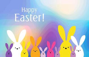 Spring celebration Easter card. Easter bunny family vector