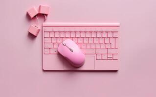 AI generated Pink keyboard on on background, sale banner, Cyber Monday sale, Generative Ai photo