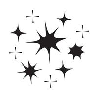 conjunto de garabatos de estrellas vectoriales icono brillante, icono de superficie limpia. estrellas de efecto de luz brillante y explosión brillante. aislado sobre fondo blanco. ilustración vectorial vector