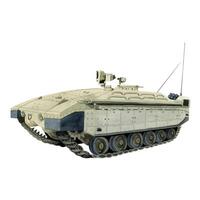 Namer Israeli armored personnel carrier and troops military vehicle of Israeli Defense Forces watercolor vector illustration