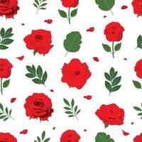 red rose square seamless pattern for valentine's day vector