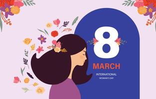 International women day with flower use for horizontal banner design vector