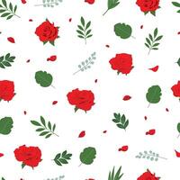 red rose square seamless pattern for valentine's day vector