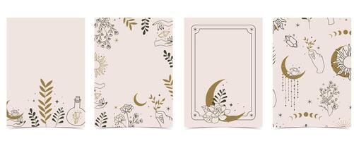 boho card tarot for a4 vertical illustration design vector