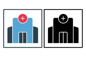 Hospital building icon. icon related to healthcare facilities. solid icon style. element illustration vector