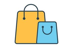Shopping bag icon. icon related to shopping and retail areas. flat line icon style. element illustration vector