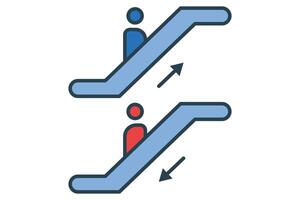 escalator icon. icon related to  indoor navigation in public spaces. flat line icon style. element illustration vector