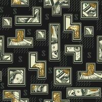 Money pattern like computer game in retro style. Creative illustration in vintage style for prints, clothing, surface design. vector