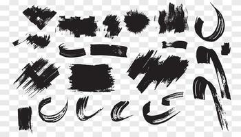 elemento de diseño sucio negro de colección. trazo de pincel grunge, conjunto artístico de pintura. colección de texturas grunge vector