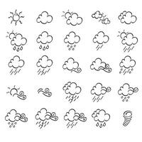 Weather Doodle Icon Set, Real Pen Sketch Suitable For For Web, Mobile and Infographics, Vector Illustration