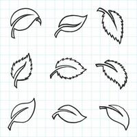 Artistic Collection of hand Drawn Leaves Set. Isolated and Real Pen Sketch, Vector Illustration