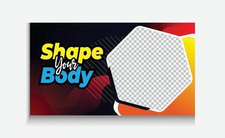 Gym and exercise training best thumbnail banner clickable video cover editable design vector