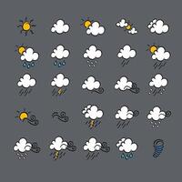 Weather Doodle Icon Set, Real Pen Sketch Suitable For For Web, Mobile and Infographics, Vector Illustration