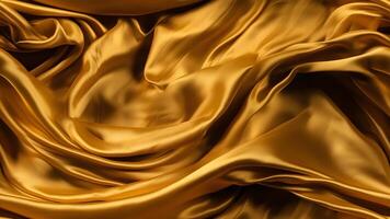 AI generated Golden-colored silk surface with folds. Abstract background, neural network generated image photo