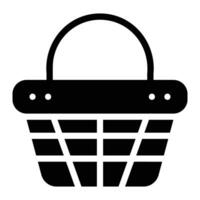 basket Glyph Icon Background White vector