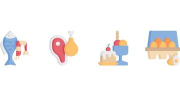 Shopping and grocery items vector icon set