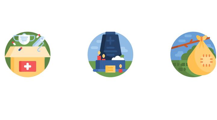 Travel for humanity and refugee rescue vector art illustration set