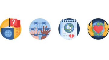 Travel for humanity and refugee rescue vector art illustration set