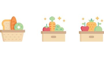 Shopping and grocery items vector icon set