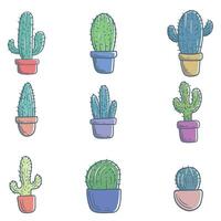 Cactus decoration element Set vector illustration