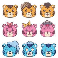 Set cute tiger vector illustration