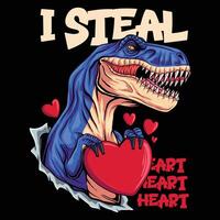 T rex break through valentine vector illustration