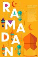 Ramadán kareem vertical bandera póster ilustración en plano diseño estilo vector